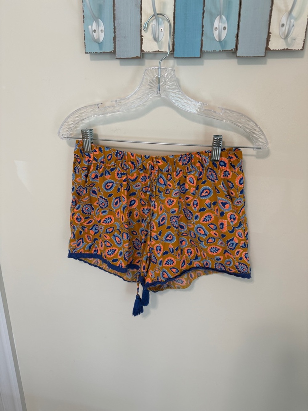 aerie Women’s Mustard Yellow Printed Tassel Lounge Shorts / Size S